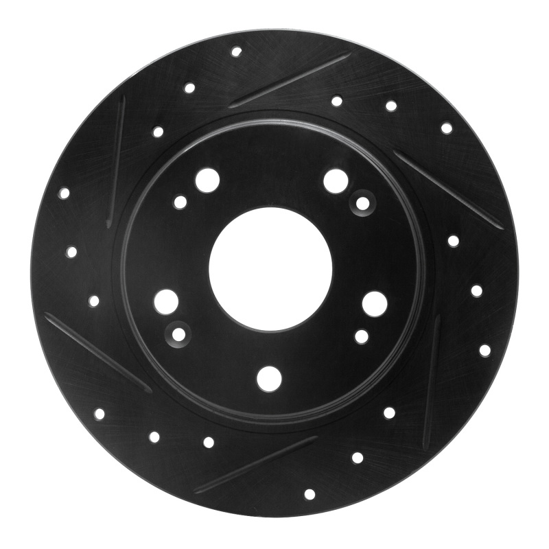 Honda CR-Z Brake Rotor (1) - Rear Left - R1 Concepts - Drilled & Slotted - Black - `11-`15